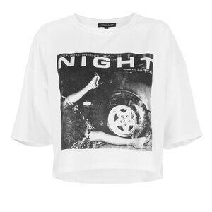 Cropped Boxy T-Shirt women Night – White